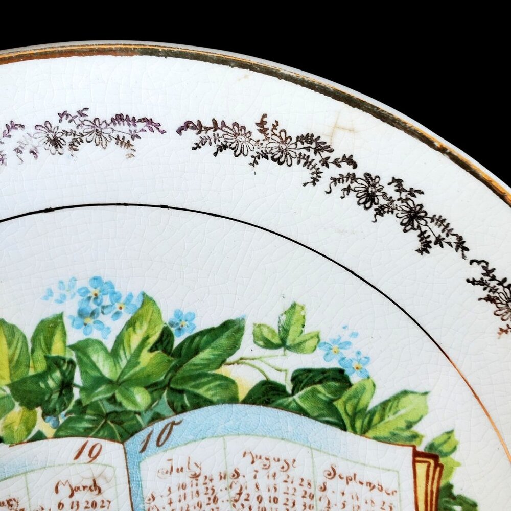 Antique Porcelain Calendar Plate 1910 Advertising Cole Camp Missouri Collectible - Picture 12 of 12